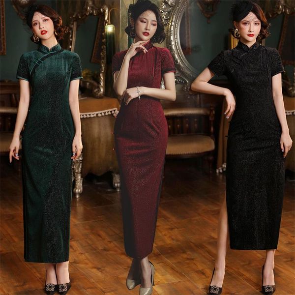 ethnic clothing oversize 4xl velour striped lace trim cheongsam modern female chinese style qipao elegant traditional dress, Red
ethnic clothing oversize 4xl velour striped lace trim cheongsam modern female chinese style qipao elegant traditional dress, Red