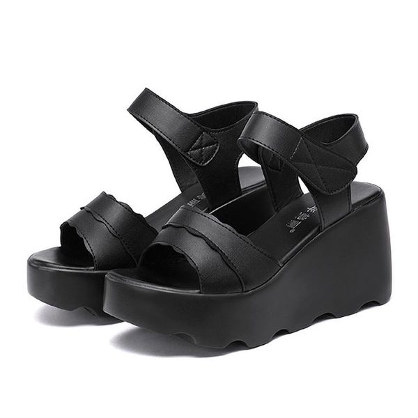 2021 new summer shoes wedge sandals black white split leather shoes women's sandals thick soles platform for office ladies
2021 new summer shoes wedge sandals black white split leather shoes women's sandals thick soles platform for office ladies