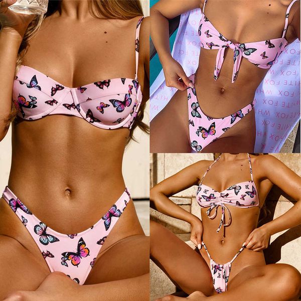 dope 2021 swimsuit pink butterfly printed steel ring gathers new women's bikini kim kardashian high cut ladies, White;black
dope 2021 swimsuit pink butterfly printed steel ring gathers new women's bikini kim kardashian high cut ladies, White;black
