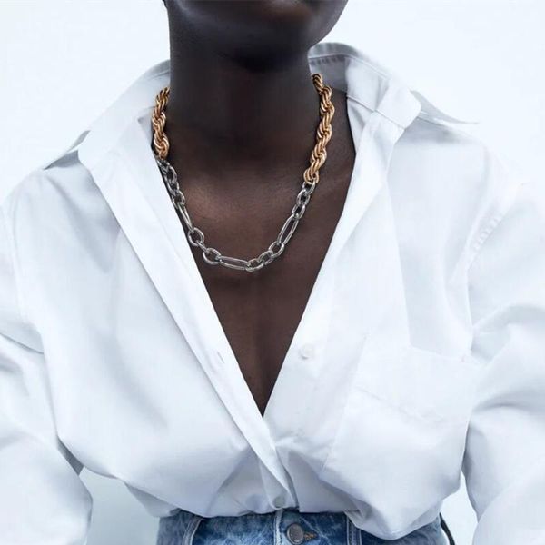 chokers mavis hare contrast chain link necklace stainless steel chunky with 6mm thickness rope toggle clasp punk jewelry, Golden;silver
chokers mavis hare contrast chain link necklace stainless steel chunky with 6mm thickness rope toggle clasp punk jewelry, Golden;silver