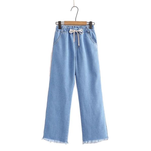 spring new women jeans pants trousers korean style side striped wde-leg elastic waist denim jean 2112876, Blue
spring new women jeans pants trousers korean style side striped wde-leg elastic waist denim jean 2112876, Blue