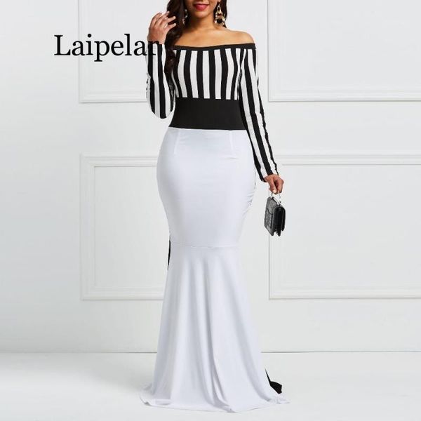 laipelar dress elegant women off sholuder long sleeve stripes color block white black mermaid party dress1, Black;gray
laipelar dress elegant women off sholuder long sleeve stripes color block white black mermaid party dress1, Black;gray