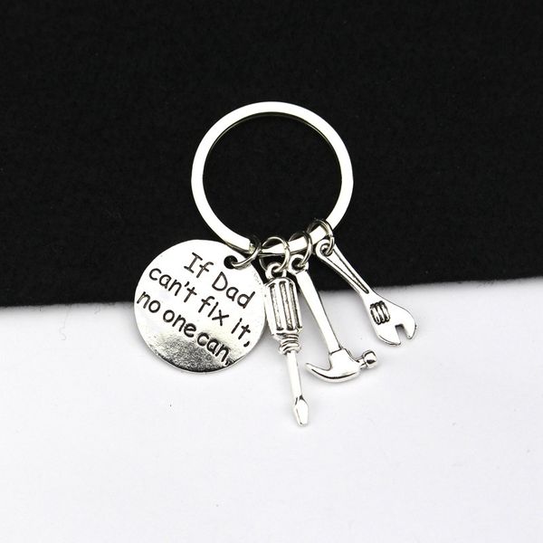 can if dad one can't fix it no hand tools keychain daddy rings key chain accessories for father gift, Silver
can if dad one can't fix it no hand tools keychain daddy rings key chain accessories for father gift, Silver