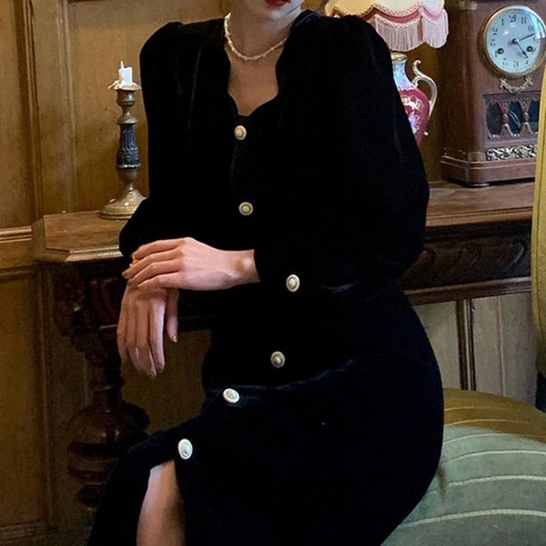 retro style ladies dresses spring autumn fashion simple designer elegant thin sellers velvet v-neck long sleeve, Black;gray
retro style ladies dresses spring autumn fashion simple designer elegant thin sellers velvet v-neck long sleeve, Black;gray