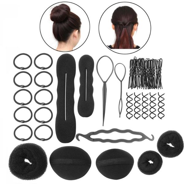 hair bun maker girls diy styling accessories kit set, Brown 
hair bun maker girls diy styling accessories kit set, Brown