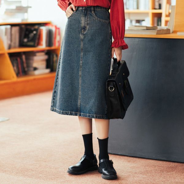 inman 2020 autumn winter new arrival female retro artsy style women comfortable cotton a line jeans skirt q1209, Black
inman 2020 autumn winter new arrival female retro artsy style women comfortable cotton a line jeans skirt q1209, Black