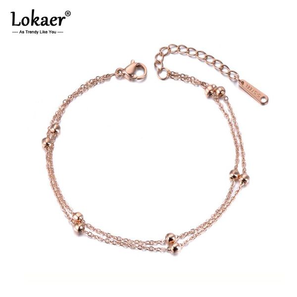 link, chain lokaer trendy double layers round beads charm bracelet jewelry rose gold titanium steel & link women's id b19051, Black
link, chain lokaer trendy double layers round beads charm bracelet jewelry rose gold titanium steel & link women's id b19051, Black