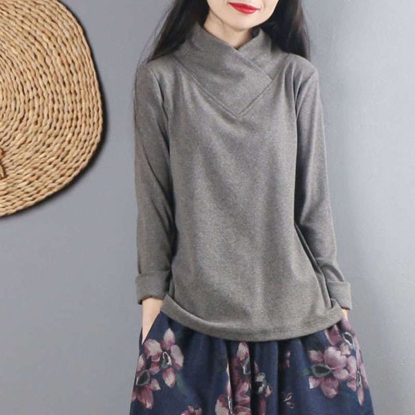 color style literature art versatile solid bottoming shirt women's chinese spring and autumn long sleeve v-neck original, Black;gray
color style literature art versatile solid bottoming shirt women's chinese spring and autumn long sleeve v-neck original, Black;gray