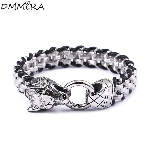 new arrival fashion punk weave bracelet stainless steel animal retro wolf beaded chain cool men weave leather bracelets jewelry y200730, Black
new arrival fashion punk weave bracelet stainless steel animal retro wolf beaded chain cool men weave leather bracelets jewelry y200730, Black