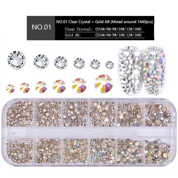 1 box multi size glass nail rhinestones mixed colors flat-back ab crystal strass 3d charm gems diy manicure nail art decorations, Silver;gold
1 box multi size glass nail rhinestones mixed colors flat-back ab crystal strass 3d charm gems diy manicure nail art decorations, Silver;gold
