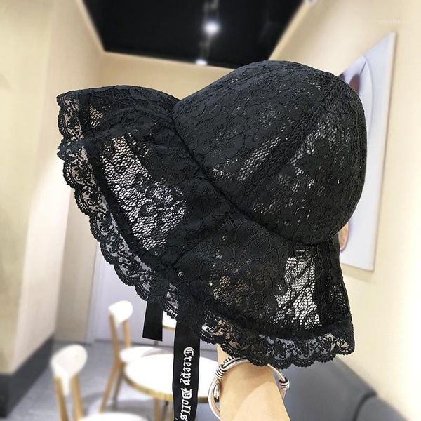 summer strap fisherman hat women embroidered black lace big brim beach travel casual sunshade bucket hat spring1, Blue;gray
summer strap fisherman hat women embroidered black lace big brim beach travel casual sunshade bucket hat spring1, Blue;gray