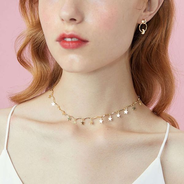 korean women's short jewelry japanese neckchain and metal temperament versatile five pointed star pendant creative necklace, Silver
korean women's short jewelry japanese neckchain and metal temperament versatile five pointed star pendant creative necklace, Silver
