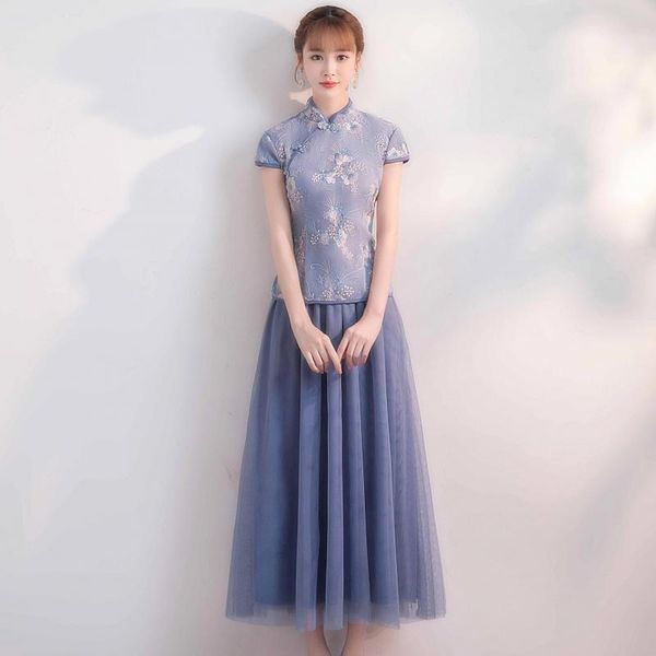 new arrival tea-length lace vintage traditional cheongsam blue bridesmaid dresses elegant wedding guest dress for wedding party, White;pink
new arrival tea-length lace vintage traditional cheongsam blue bridesmaid dresses elegant wedding guest dress for wedding party, White;pink