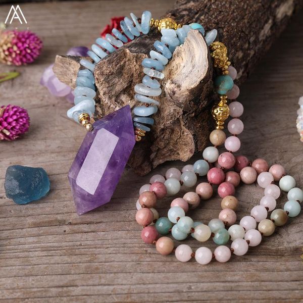 chains natural amethysts quartz double point pendant rhodonite amazonite aquamarines chip beads knotted handmade necklace for women, Silver
chains natural amethysts quartz double point pendant rhodonite amazonite aquamarines chip beads knotted handmade necklace for women, Silver