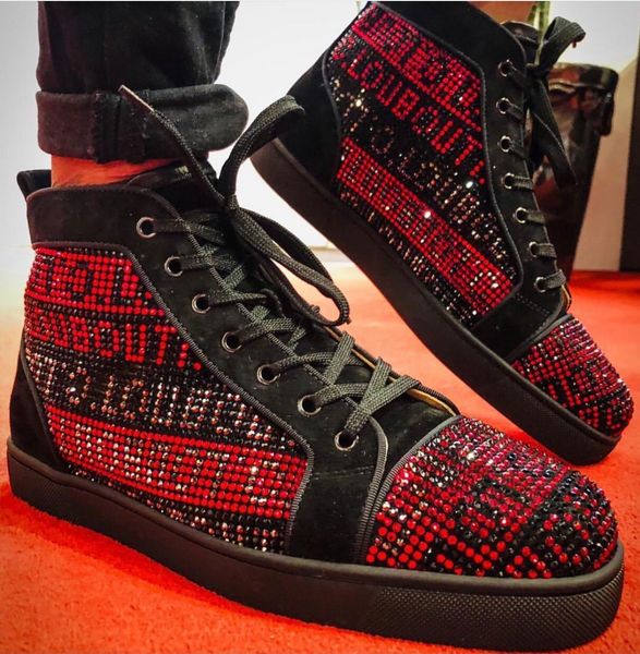 fashion luxury t.s.q sneaker flats men's women high red bottom sneaker comfort skateboard casual shoes party wedding with box, Black 
fashion luxury t.s.q sneaker flats men's women high red bottom sneaker comfort skateboard casual shoes party wedding with box, Black