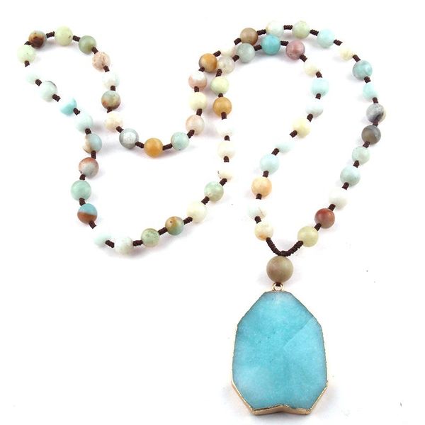 pendant necklaces moodpc fashion jewelry amazonite semi precious stones knotted blue women ethnic necklace, Silver
pendant necklaces moodpc fashion jewelry amazonite semi precious stones knotted blue women ethnic necklace, Silver