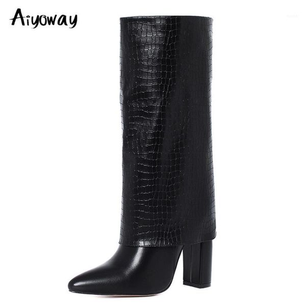 boots aiyoway pu leather crocodile print lock women fold knee high black pointed toe thick heel female daily life wild footwear1
boots aiyoway pu leather crocodile print lock women fold knee high black pointed toe thick heel female daily life wild footwear1