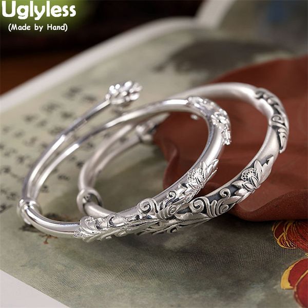 uglyless 100% real 999 pure silver bangles for women thai silver lotus bangle adjustable push-pull retro jewelry handmade bijoux q1201, Black
uglyless 100% real 999 pure silver bangles for women thai silver lotus bangle adjustable push-pull retro jewelry handmade bijoux q1201, Black