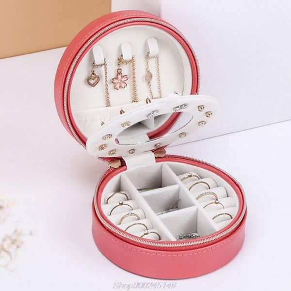 jewellery display organizer portable round jewelry box travel zipper faux leather earring necklace rings s21 20 dropshipping, Pink;blue
jewellery display organizer portable round jewelry box travel zipper faux leather earring necklace rings s21 20 dropshipping, Pink;blue