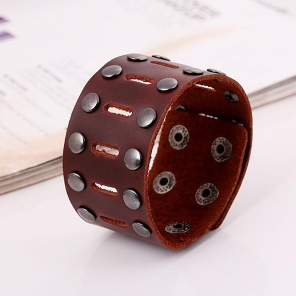 tennis black brown genuine leather rope chain bracelet alloy rivet crafts punk men jewelry pulsera hombre, Golden;silver
tennis black brown genuine leather rope chain bracelet alloy rivet crafts punk men jewelry pulsera hombre, Golden;silver