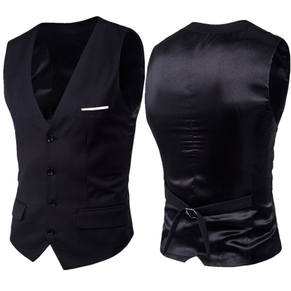 black suit vest waistcoat men 2020 brand new slim fit v neck dress vests mens formal business wedding tuxedo chaleco hombre 6xl q1216, White;black
black suit vest waistcoat men 2020 brand new slim fit v neck dress vests mens formal business wedding tuxedo chaleco hombre 6xl q1216, White;black