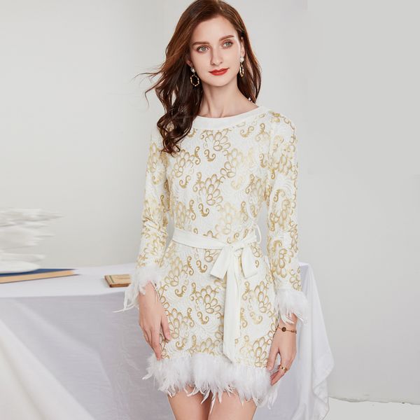 women's runway dresses o neck long sleeves feather patchwork embroidery lace up elegant fashion short designer dresses vestidos, Black
women's runway dresses o neck long sleeves feather patchwork embroidery lace up elegant fashion short designer dresses vestidos, Black