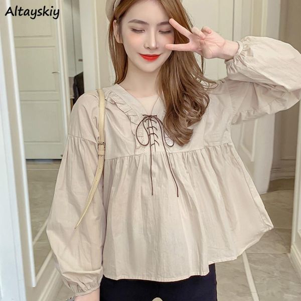 shirts women solid v-neck lantern sleeve simple lovely casual loose preppy style lace up adjustable collar all-match student new, White
shirts women solid v-neck lantern sleeve simple lovely casual loose preppy style lace up adjustable collar all-match student new, White