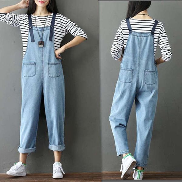 ss18 large literary cotton korean denim loose fat mm suspender women's pants, Blue
ss18 large literary cotton korean denim loose fat mm suspender women's pants, Blue