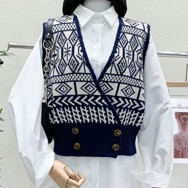 women knitted vest vintage argyle sweater female v neck button sleeveless sweater female loose knitted vest soft y2k, Black;white
women knitted vest vintage argyle sweater female v neck button sleeveless sweater female loose knitted vest soft y2k, Black;white
