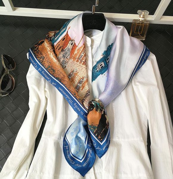 scarves women's 100% pure silk 12mm printed big square scarf wrap kerchief 88cm 34.5" wj090, Blue;gray
scarves women's 100% pure silk 12mm printed big square scarf wrap kerchief 88cm 34.5" wj090, Blue;gray