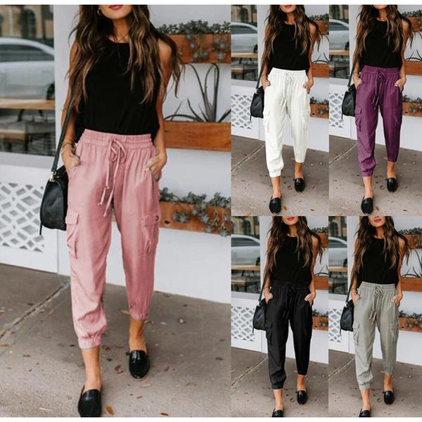solid color loose slacks pocket drawstring leggings women's pencil pants spring summer casual trousers, Black;white
solid color loose slacks pocket drawstring leggings women's pencil pants spring summer casual trousers, Black;white
