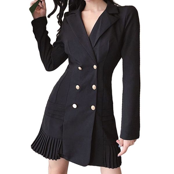 elegant ruffle double breasted women dress office blazer white dress autumn winter slim suit ladies dresses, Black;gray
elegant ruffle double breasted women dress office blazer white dress autumn winter slim suit ladies dresses, Black;gray