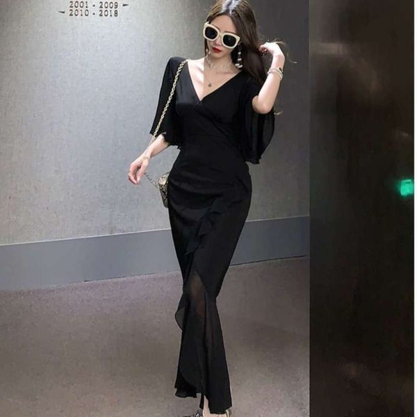 fishtail summer celebrity v-neck women's 200 temperament imperial sister hip dress a6646, Black;gray
fishtail summer celebrity v-neck women's 200 temperament imperial sister hip dress a6646, Black;gray