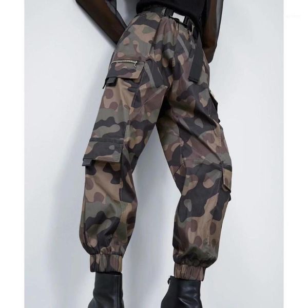 women high waist overalls casual camouflage print pants pockets loose long trousers1, Black;white
women high waist overalls casual camouflage print pants pockets loose long trousers1, Black;white
