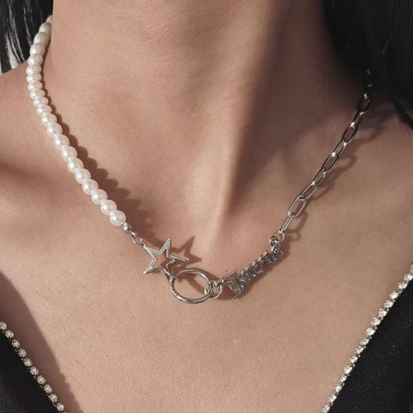 chains 2021 pearl necklace for women punk star letter men pedant couples neck jewelry drop, Silver
chains 2021 pearl necklace for women punk star letter men pedant couples neck jewelry drop, Silver