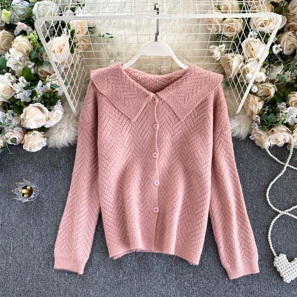 korean style women pink sweater cardigan sweet turn down collar long sleeve buttons casual knit outwear jacket coat, White
korean style women pink sweater cardigan sweet turn down collar long sleeve buttons casual knit outwear jacket coat, White