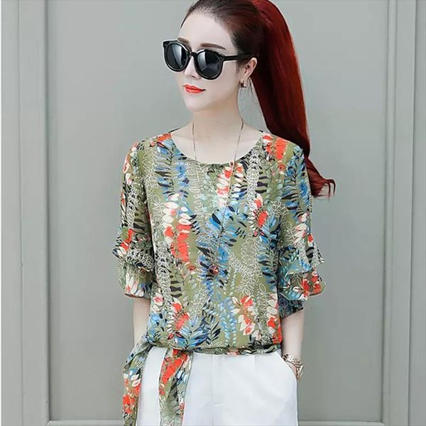 bohemian style women summer chiffon blouses shirts lady casual short flare sleeve o neck blusas df2853, White
bohemian style women summer chiffon blouses shirts lady casual short flare sleeve o neck blusas df2853, White