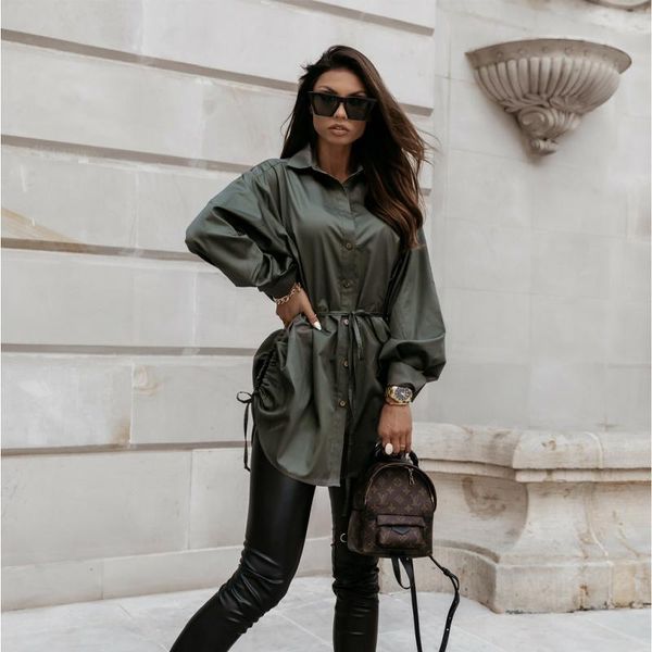 women drawstring fashion blouse oversize streetwear long sleeve turn down collar 2020 office lady belt shirts, White
women drawstring fashion blouse oversize streetwear long sleeve turn down collar 2020 office lady belt shirts, White