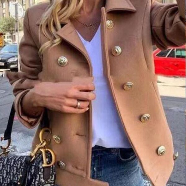 women's new slim long-sleeved double-breasted solid woolen short coat 2020 autumn and winter slim-fit top, Black;brown
women's new slim long-sleeved double-breasted solid woolen short coat 2020 autumn and winter slim-fit top, Black;brown