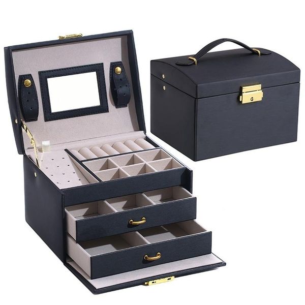 three-layer leather jewelry box organizer display storage case with lock jewelry holder for earrings bracelets rings black pink, Pink;blue
three-layer leather jewelry box organizer display storage case with lock jewelry holder for earrings bracelets rings black pink, Pink;blue