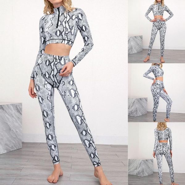 running sets women gym clothes snake print long sleeve zipper crop push up high waist leggings set sports fitness yoga, Black;blue
running sets women gym clothes snake print long sleeve zipper crop push up high waist leggings set sports fitness yoga, Black;blue