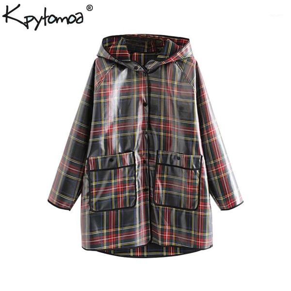 vintage chic pockets plaid loose raincoat women 2018 fashion hooded collar long sleeve ladies outerwear casual waterproof coat1, Black;brown
vintage chic pockets plaid loose raincoat women 2018 fashion hooded collar long sleeve ladies outerwear casual waterproof coat1, Black;brown