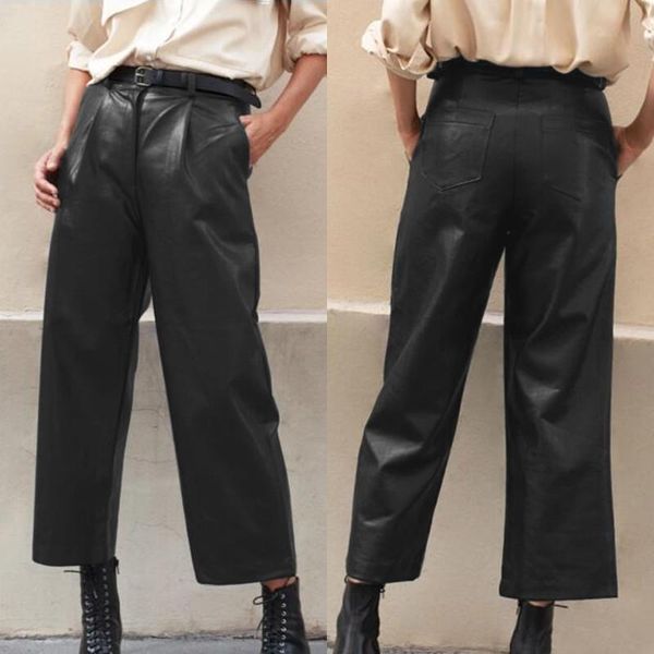 plus size women's wide leg trousers zanzea 2020 stylish faux leather pants casual button zip long pantalon female black turnip, Black;white
plus size women's wide leg trousers zanzea 2020 stylish faux leather pants casual button zip long pantalon female black turnip, Black;white