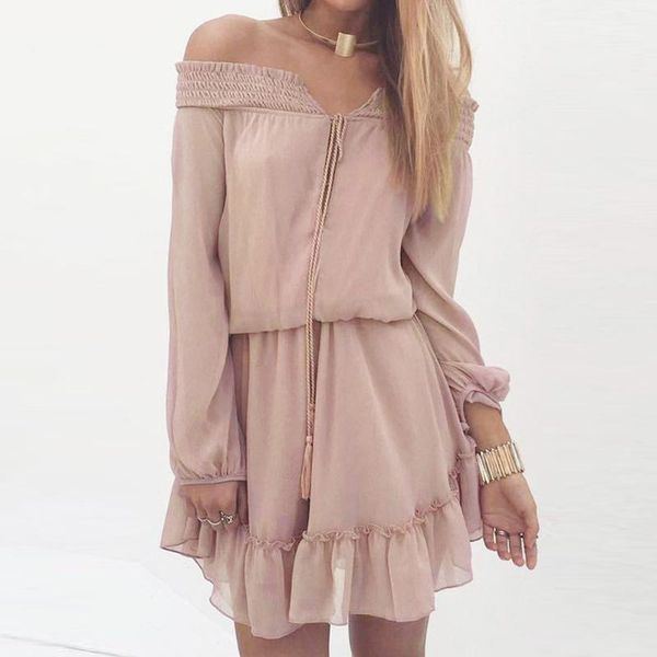 casual dresses women dress chiffon lace bohemian tassel ruffle mini long sleeve off shoulder solid beach holiday vestidos1, Black;gray
casual dresses women dress chiffon lace bohemian tassel ruffle mini long sleeve off shoulder solid beach holiday vestidos1, Black;gray