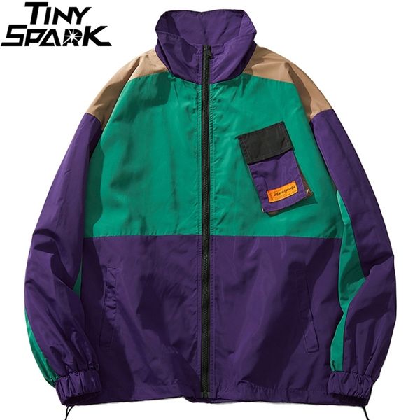 men hip hop streetwear jacket coat retro color block patchwork harajuku jacket windbreaker oversized track jacket pocket autumn lj201013, Black;brown
men hip hop streetwear jacket coat retro color block patchwork harajuku jacket windbreaker oversized track jacket pocket autumn lj201013, Black;brown