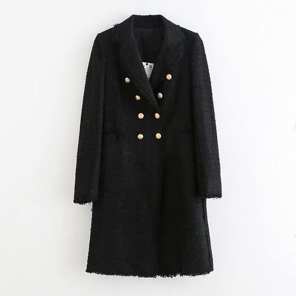 women double breasted elegant black blazers long sleeve notched collar mid length blazers button fashion office chaqueta mujer1, White;black
women double breasted elegant black blazers long sleeve notched collar mid length blazers button fashion office chaqueta mujer1, White;black