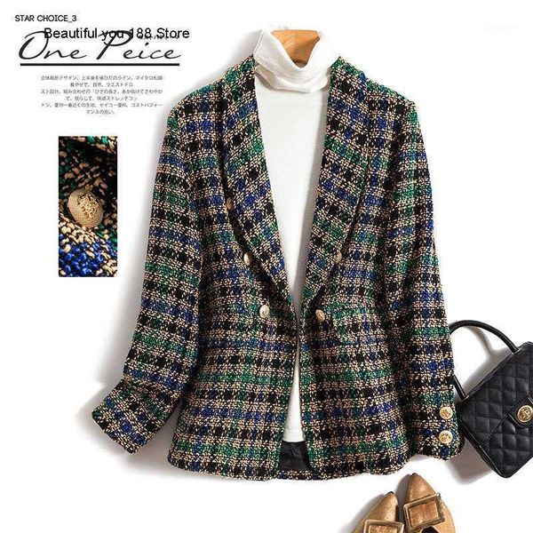 women's high-end autumn and winter plaid long-sleeved slim suit short coat1, White;black
women's high-end autumn and winter plaid long-sleeved slim suit short coat1, White;black