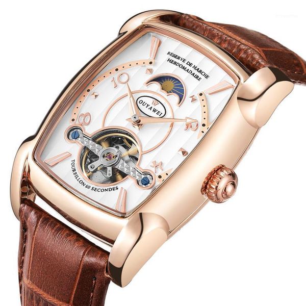 automatic watch men mechanical watches tourbillon dial wristwatch mens rectangular skeleton clock relogio masculino1, Slivery;brown
automatic watch men mechanical watches tourbillon dial wristwatch mens rectangular skeleton clock relogio masculino1, Slivery;brown