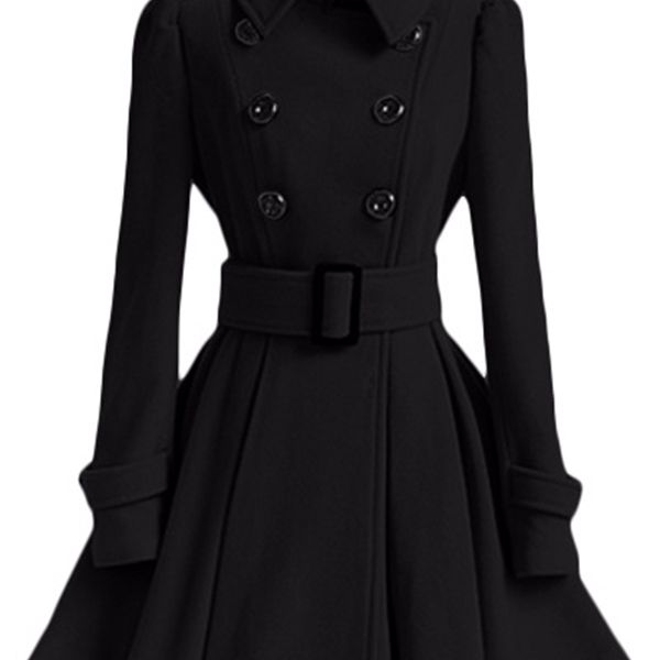 office lady solid female wool blend coat elegant a-line long cashmere blend coats turn down collar double breastedx1020, Black
office lady solid female wool blend coat elegant a-line long cashmere blend coats turn down collar double breastedx1020, Black