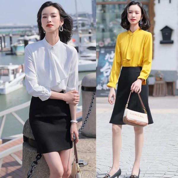 office ladies white blouses & shirts women long sleeve 2 piece skirt and sets styles yellow1
office ladies white blouses & shirts women long sleeve 2 piece skirt and sets styles yellow1